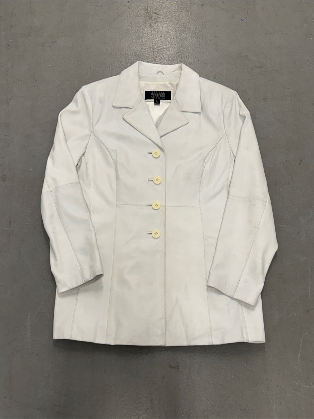 Wilsons Leather White Tailored Button-Front Blazer Size L